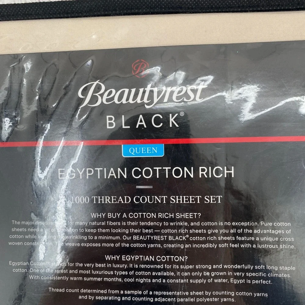 Beautyrest Black Sheet Set Queen Oatmeal 1000TC Egyptian Cotton Rich Deep Pocket